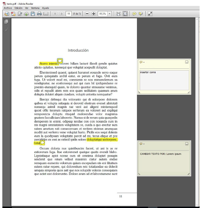 como señalar las correcciones en un pdf